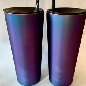 SET OF 4-22 oz Stainless Steel Matte Finish Iridescent Tumbler Set with straw